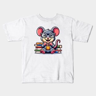 Funny Book Lover Rat Mouse Kids T-Shirt